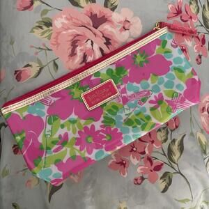 Lilly Pulitzer For Estee Lauder Cosmetic Bag Floral Pink Gold